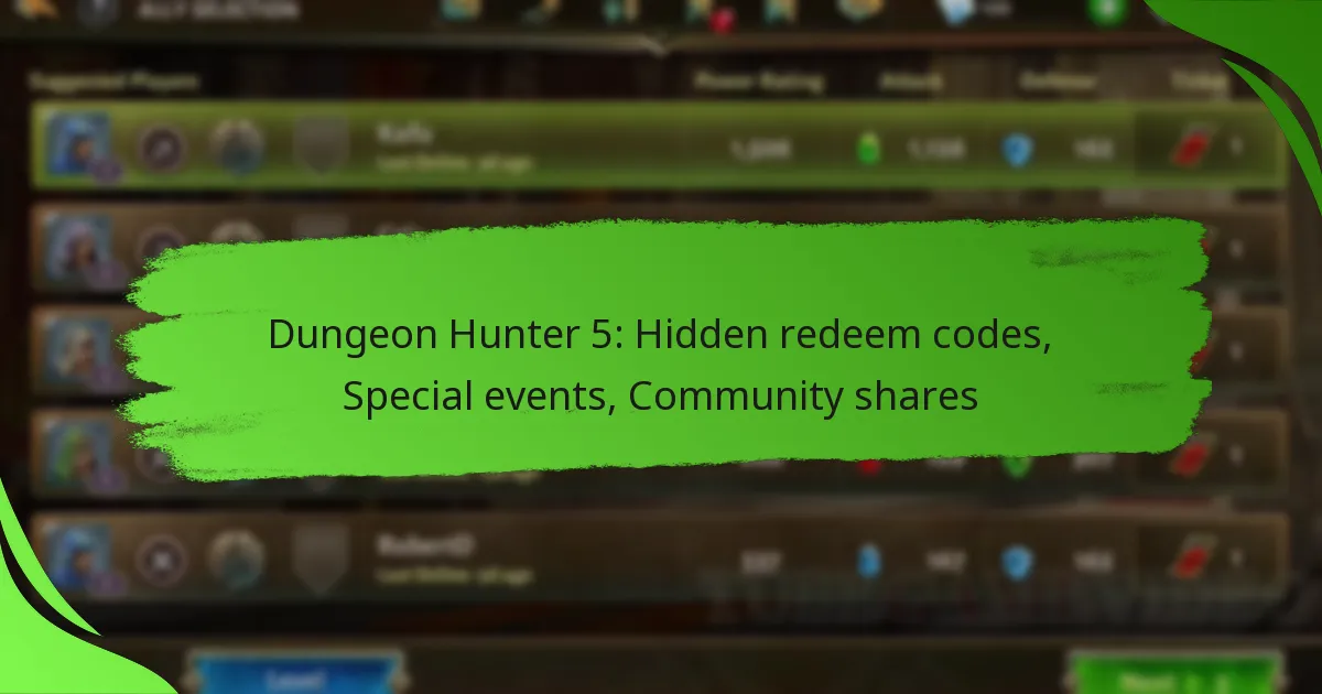Dungeon Hunter 5: Hidden redeem codes, Special events, Community shares